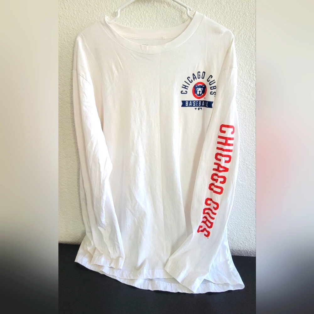 Brand New MLB Chicago Cubs Fanatics Pressbox Long Sleeve T-Shirt - White